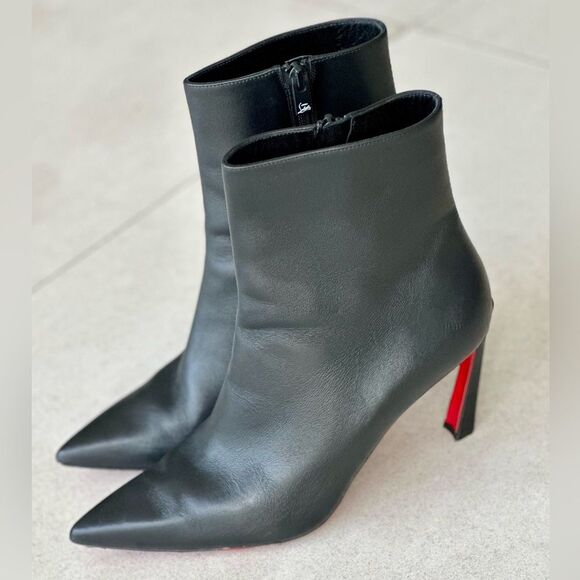 Christian Louboutin Condora Leather Pointed Toe Heels Black Ankle Booties EU40.5 - Picture 3 of 13